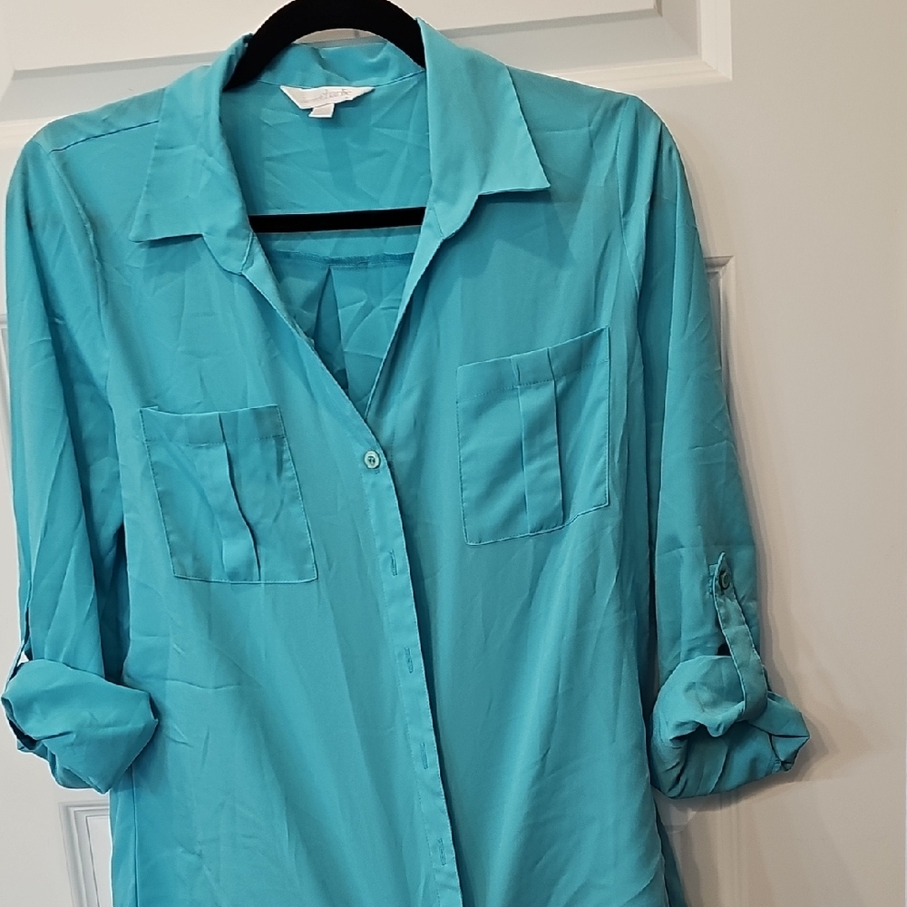 Charming Charlie Aqua Blouse